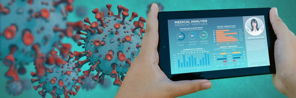 Coronavirus app on mobile device Stock Illustration