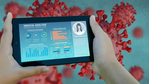 Coronavirus app on mobile device Stock Illustration