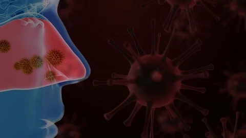 Coronavirus approaching nose Stock Footage 127005446