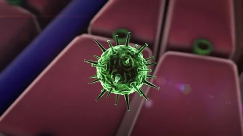 Coronavirus atack the lungs cell, virus atack the cells Stock Footage 74395299