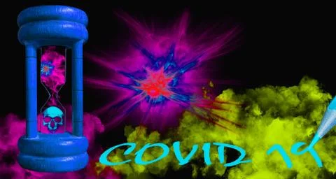 Coronavirus attack with cold handwritten message and sandglass on background Stock Illustration