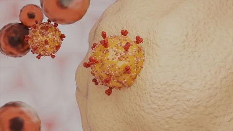 Coronavirus attacking cell Stock Footage 129567617