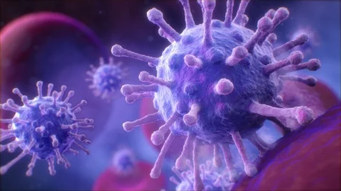 CoronaVirus Attacking Red Blood Cell Stock Footage 124261582