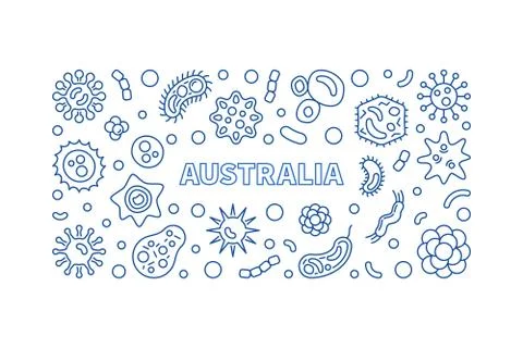 Coronavirus in Australia vector blue concept thin line banner Stock Illustration