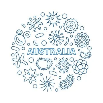 Coronavirus in Australia vector round thin line illustration Stock Illustration