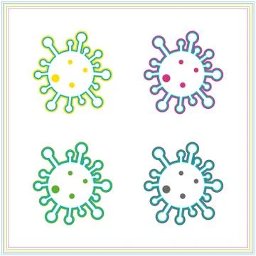 Coronavirus Bacteria Cell Icon.Isolated Vector Stock Illustration