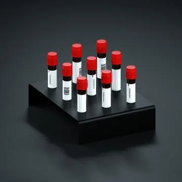 Coronavirus blood sample test tubes with black background 스톡 일러스트