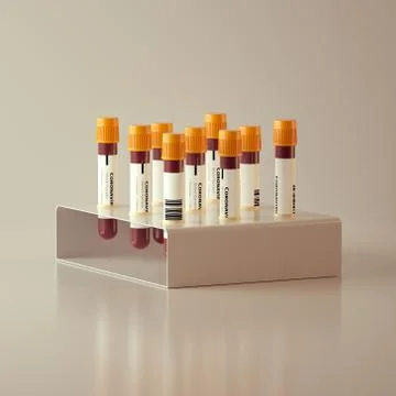 Coronavirus blood sample test tubes with light background. Stock Illustration