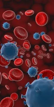 Coronavirus in blood,3d render. Stock Photos
