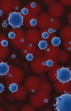 Coronavirus in blood,3d render. Foto stock