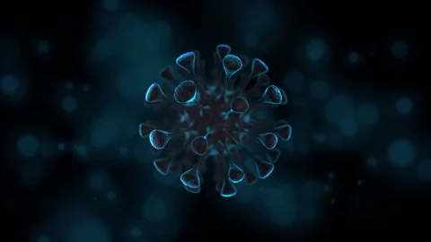 Coronavirus Blue Rotating with alpha 3d rendered looping seamless background Stock Footage 124110361