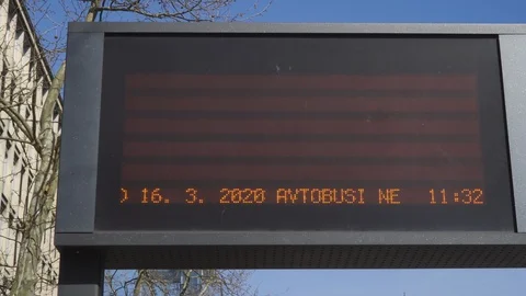 Coronavirus - bus display announcement of lockdown. Stock Footage 126580656