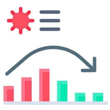 Coronavirus case charts vector illustration, flat style icon Stock Illustration