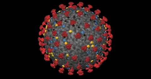 Coronavirus cell COVID-19 close up on black background. 3D rendering loop 4k Stock Footage 129114210