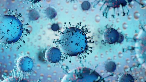 Coronavirus cell Covid-19 outbreak. 3D render Influenza background as blue Stock Footage 127247215