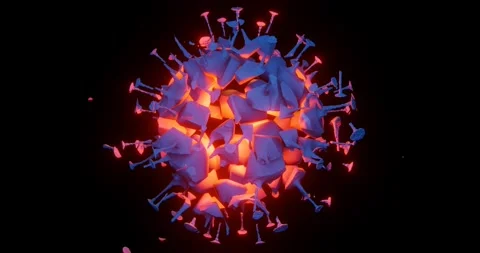 Coronavirus cell explosion. Hot lava planet abstraction. Teal orange gamma Stock Footage 166577866