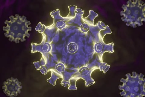 Coronavirus cell inside human body. COVID-19 cell in microscope view. Stock Illustration