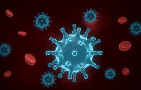Coronavirus cell inside human body. COVID-19 cell in microscope view. Stock Illustration