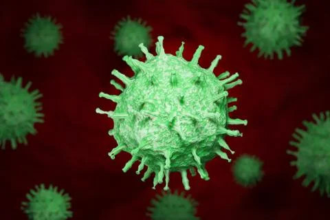 Coronavirus cell inside human body. COVID-19 cell in microscope view. Stock Illustration