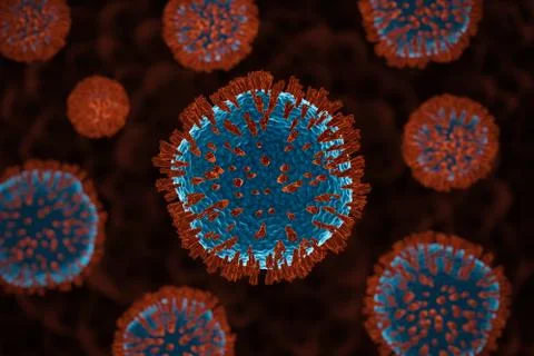 Coronavirus cell inside human body. COVID-19 cell in microscope view. Stock Illustration