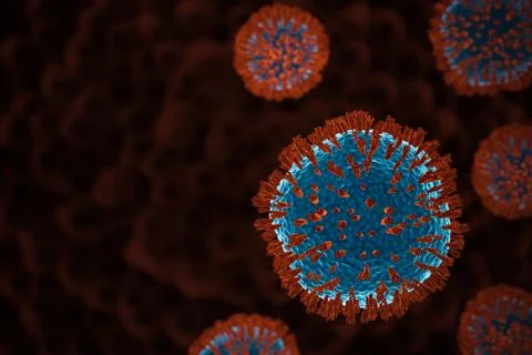 Coronavirus cell inside human body. COVID-19 cell in microscope view. Stock Illustration