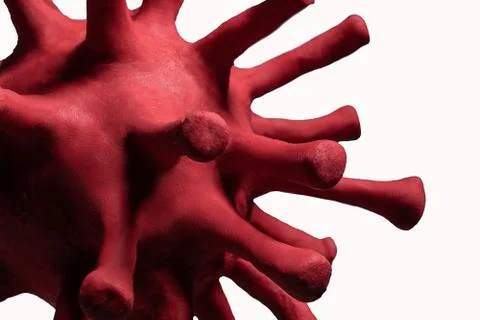 Coronavirus cell model close up made from a modeling clay isolated on white Stock Illustration