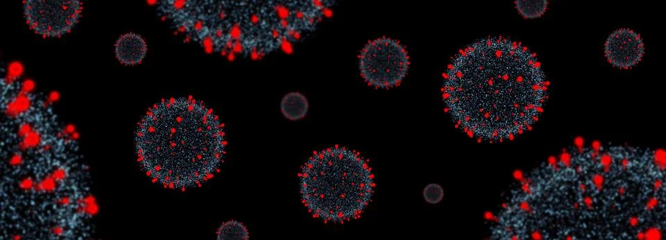 Coronavirus cell virtual model on black background Stock Illustration