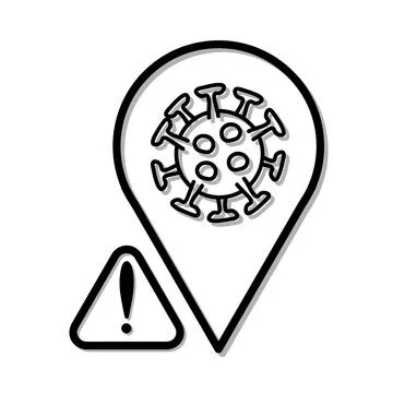 Coronavirus cell warning or dangerous. Covid-19, 2019-nCoV. Isolated on white Stock Illustration
