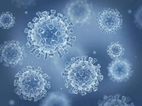 Coronavirus cells 3D render Stock Illustration