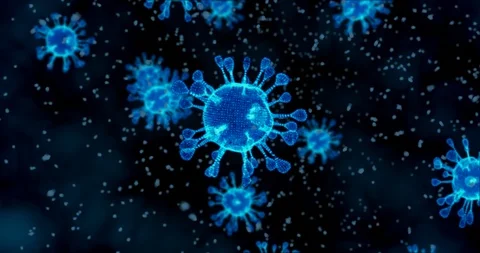 Coronavirus cells. Animation group of viruses that cause respiratory infections Stock Footage 123768991
