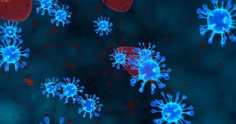 Coronavirus cells. Animation group of viruses that cause respiratory infections Stock Footage 123769880