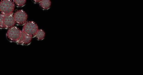 Coronavirus cells on black background . Small droplets with Covid-19 spread Stock Footage 130917448