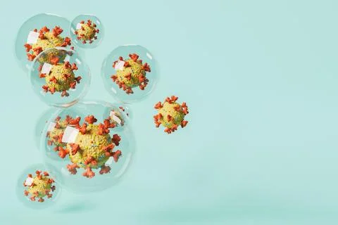 Coronavirus cells inside bubbles 스톡 일러스트