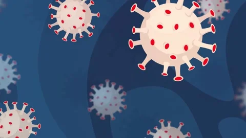 Coronavirus cells isolated on a dark blue background. COVID-19 global pandemic. Stock Footage 171615064