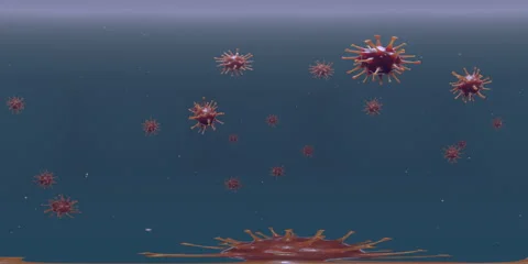 Coronavirus Cells Rotate Around Camera. Animated 360 Video. Stock Footage 231220946