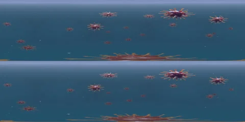 Coronavirus Cells Rotate Around Camera. Animated 360 Video. Video stock 231479308