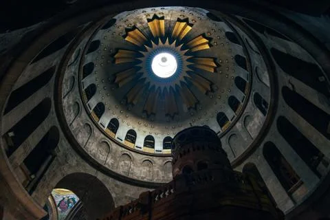 Coronavirus changes the rules of Easter. The Grave of Christ in the Church of Stock Photos
