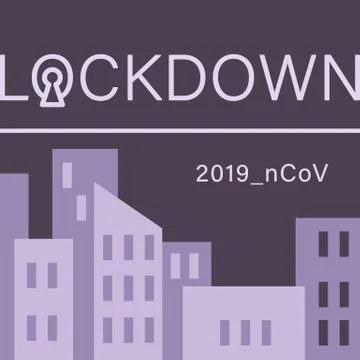 Coronavirus city scape lockdown on grey backdrop Stock Illustration