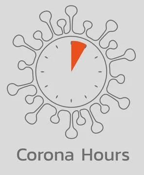 Coronavirus clock with highlighted one hour Stock Illustration