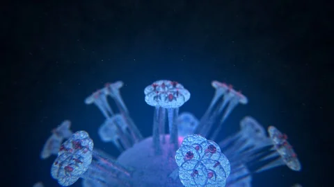 Coronavirus. Close-up 3d model of coronovirus. Virus. Epidemic. COVID-2019 Stock Footage 127403808