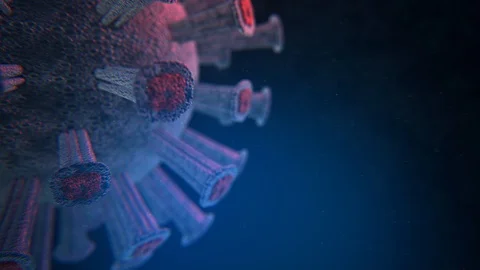 Coronavirus. Close-up 3d model of coronovirus. Virus. Epidemic. COVID-2019 Stock Footage 127403811