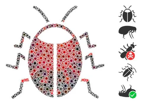 Coronavirus Collage Bug Icon Stock Illustration