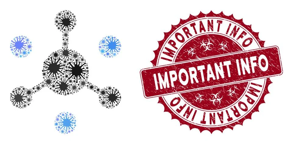 Coronavirus Collage Data Network Icon with Distress Important Info Stamp Ilustración de archivo