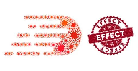 Coronavirus Collage Rush Effect Icon with Scratched Effect Stamp 스톡 일러스트