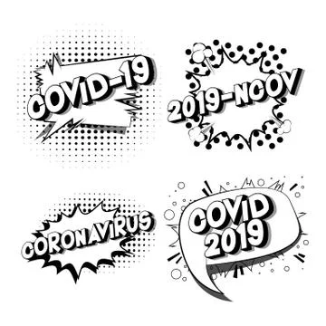 Coronavirus - Collection of vector illustrated comic book style phrases on wh Stock-Illustration