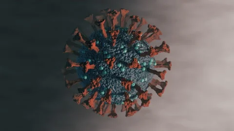 Coronavirus colour visualisation 3D looping rotation with alpha matte Stock Footage 142934185