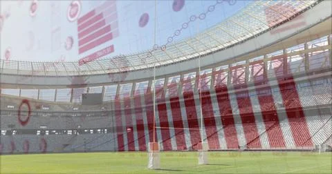 Coronavirus concept icons against empty sports stadium Stock Illustration