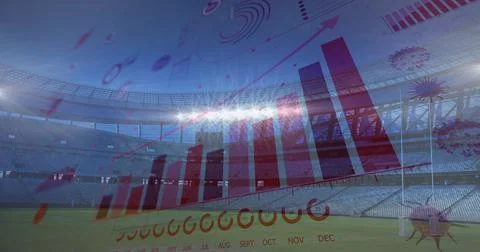 Coronavirus concept icons against empty sports stadium Stock Illustration