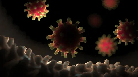 Coronavirus COVID-19 3D animation / simulation HD 25 FPS Stock Footage
