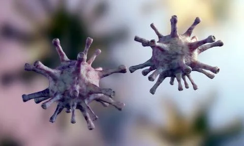 Coronavirus COVID-19 3D illustration. The virus is touching each other Illustrazione stock
